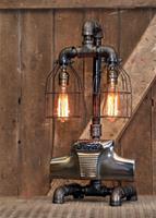 01 "Steampunk Industrial, Antique 1950's Ford Truck Emblem Lamp"