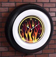 "Giant Flamed Vintage Neon Wheel Clock"