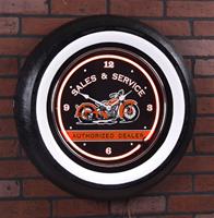 "Motorcycle Giant Vintage Neon Wheel Clock"