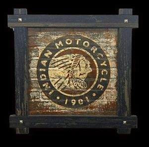 "Indian Motorcycle Brick Textured Logo Framed Sign"