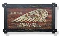 "Indian Motorcycle Brick Textured Headdress Frame Sign"