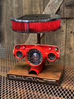 01 "Steampunk Industrial, Antique 1957 Chevy Bel Air Dash, Edelbrock Hot Rod Lamp"