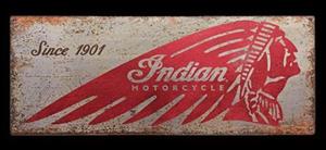 "Indian Motorcycle Distressed Silver Steel Sign"