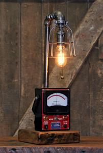 01 "Steampunk Industrial, Antique Sun Meter, Automotive Car Garage Lamp"