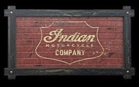 "Indian Motorcycle Logo Sign with Wood Frame"