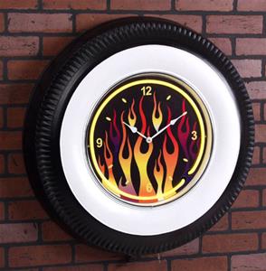 "Giant Flamed Vintage Neon Wheel Clock"